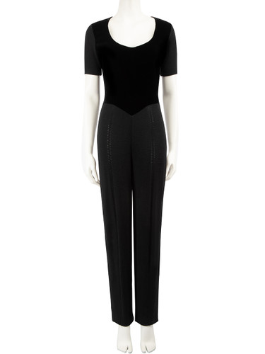 Gianfranco Ferré Black Wool Short Sleeve Jumpsuit