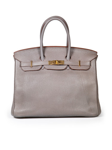 Hermès 2012 Grey Leather Birkin 35 Etain Togo GHW P Stamp