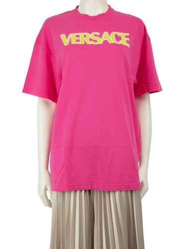 Versace Pink Vintage Wash Effect Logo T-Shirt