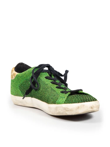 Golden Goose Green Metallic Superstar Trainers
