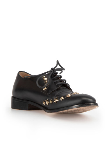 Valentino Garavani Black Leather Star Studded Oxfords