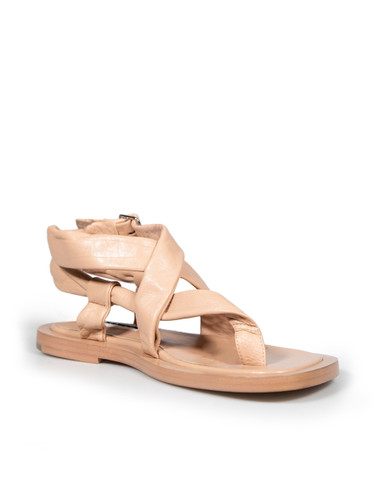 Jil Sander Beige Leather Crossover Strap Sandals