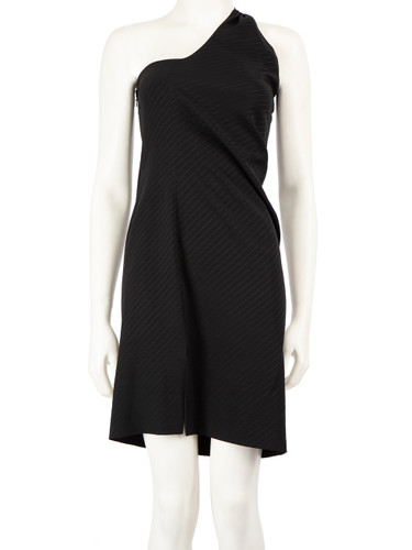 Joseph Black One Shoulder Pinstripe Dress
