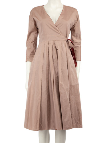 Max Mara S' Max Mara Pink Pleated Midi Wrap Dress
