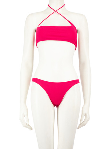 The Attico Pink Logo Detail Bikini