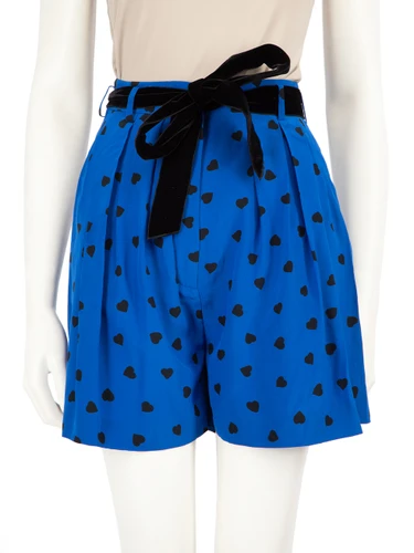 Valentino Garavani Blue Silk Heart Print Shorts