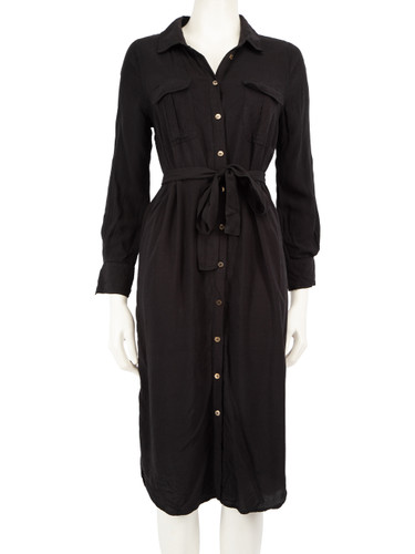 Melissa Odabash Black Pocket Detail Belted Dress
