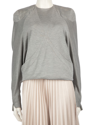 Louis Vuitton Grey Silk Shoulder Padded Crop Top