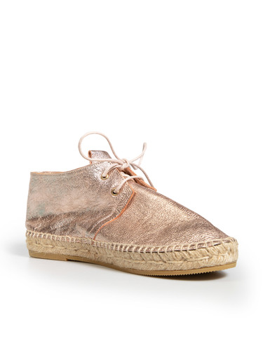 Clergerie Pink Metallic Leather Laced Espadrilles Clergerie Pink Metallic Leather Laced Espadrilles