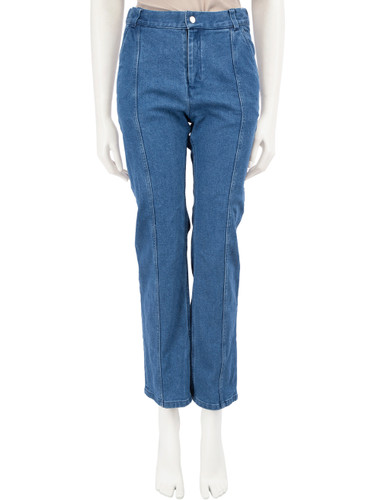 Dior Blue Denim Straight Leg Logo Panel Jeans