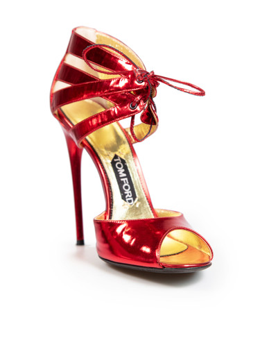 Tom Ford Red Metallic Patent Leather Heels