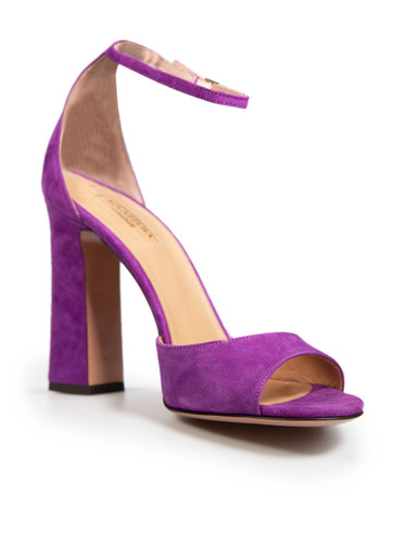 Aquazzura Purple Suede Strappy High Block Sandals