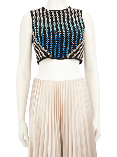 David Koma Crystal Embellished Crop Top