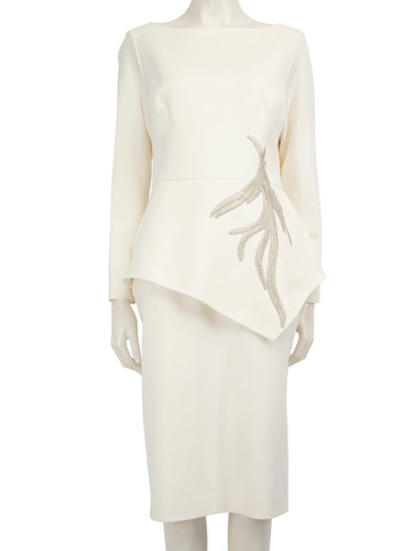 Safiyaa White Embroidered Detail Midi Dress