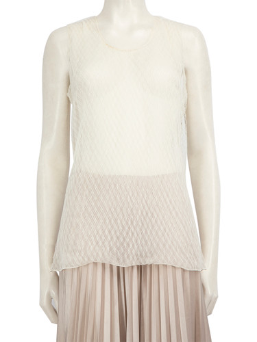 Dolce & Gabbana White Silk Sleeveless Top