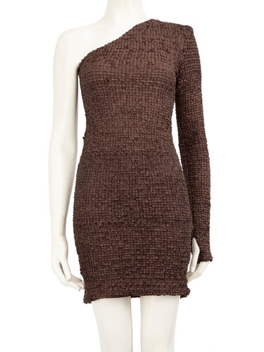 NANUSHKA Brown One Shouldered Mini Dress