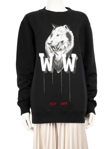 Off-White Black Wolf Print Jumper