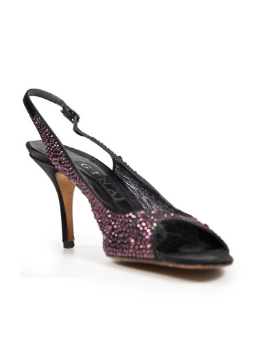 Gina Purple Crystal Embellished Slingback Sandals