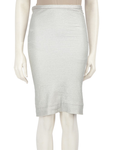 Diane Von Furstenberg Silver Bodycon Knee Length Skirt