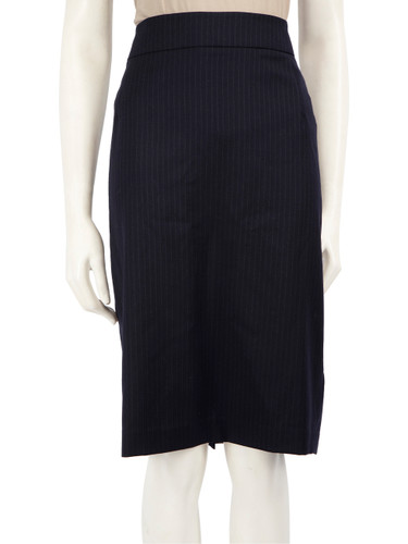 Theory Navy Pinstripe Knee Length Pencil Skirt