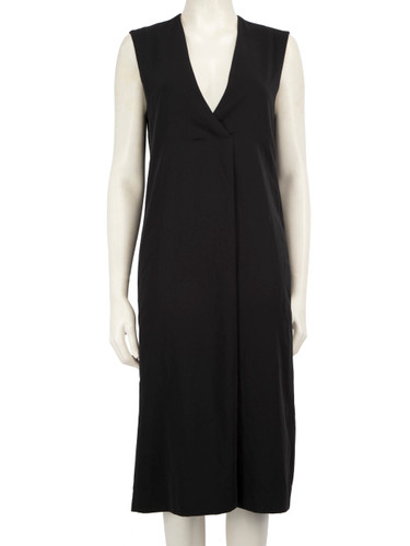 Vince Black V Neck Midi Dress