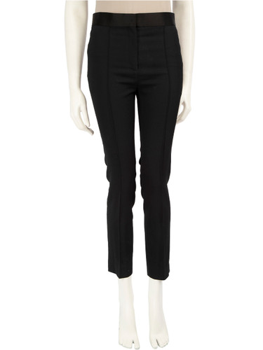 Céline Black Wool Satin Trim Trousers