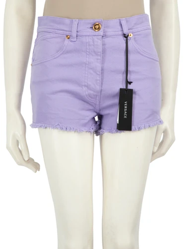 Versace Purple Denim Mini Shorts