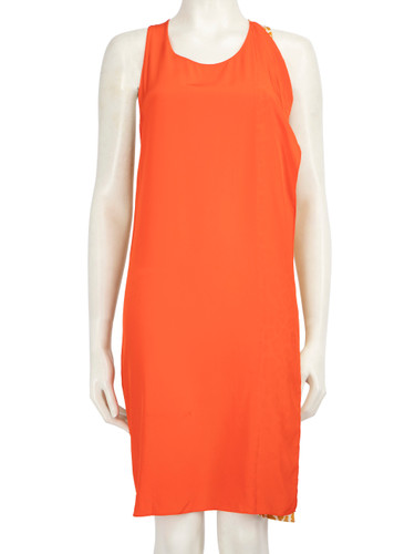 3.1 Phillip Lim Orange & Leopard Panel Silk Dress