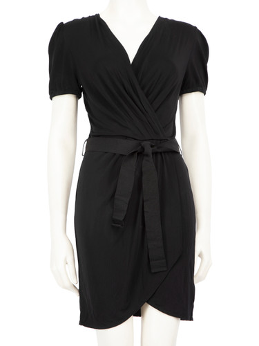 Dolce & Gabbana Black V Neck Belted Mini Dress