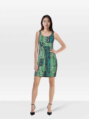 Diane Von Furstenberg Green Snake Print Mini Dress
