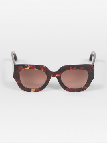Victoria Beckham Havana Red Gradient Square Sunglasses