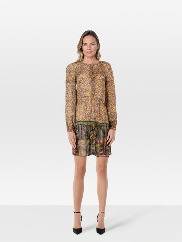 Dries Van Noten Silk Abstract Pattern Sheer Dress