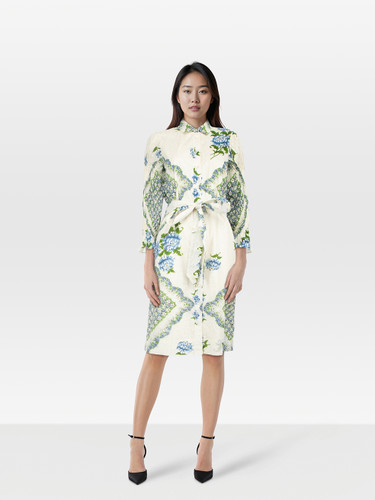 Tory Burch Floral Shirt Midi Belted Dress