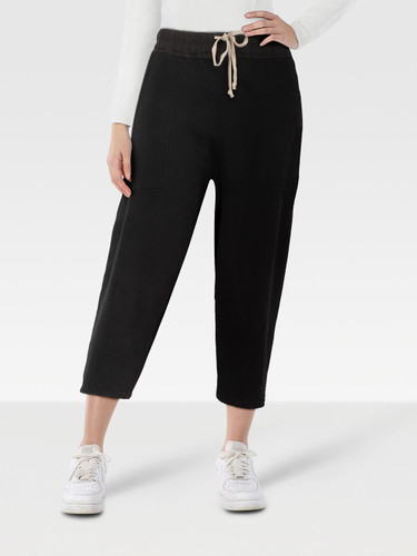 Rick Owens Black Drop Crotch Cropped Joggers