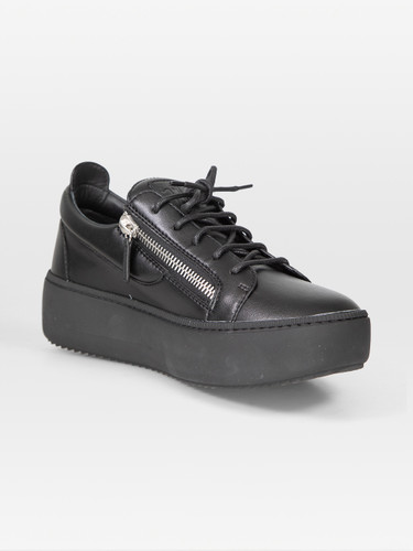 Giuseppe Zanotti Black Leather Zip Gail Trainers