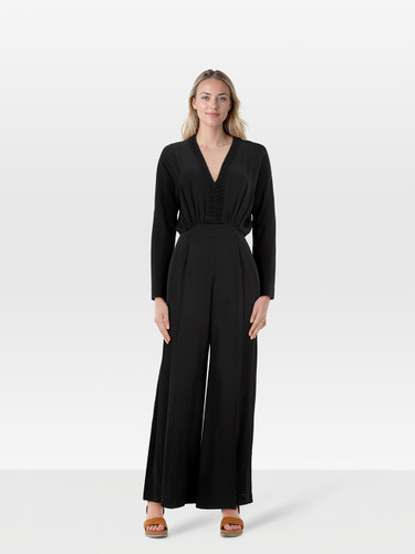 Emilia Wickstead Black V-Neck Long Sleeve Jumpsuit