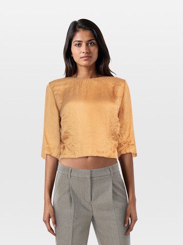 Versace Brown Cropped Mid Sleeve Top Versace Brown Cropped Mid Sleeve Top