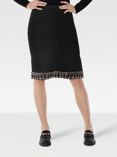 Herve Leger Black Jewel Hem Pencil Skirt Herve Leger Black Jewel Hem Pencil Skirt