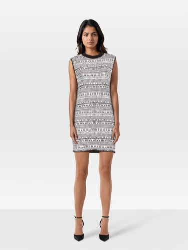 Helmut Lang Black & White Woven Detail Dress