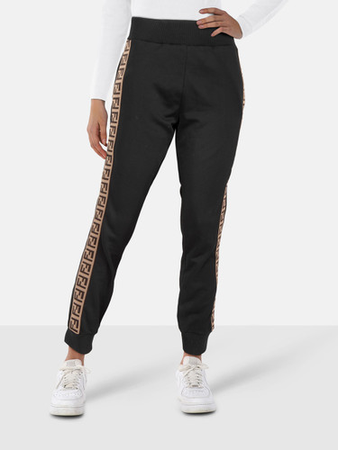 Fendi Black Fendirama Logo Detail Joggers