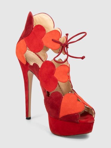 Charlotte Olympia Red Suede Heart Platform Heels Charlotte Olympia Red Suede Heart Platform Heels