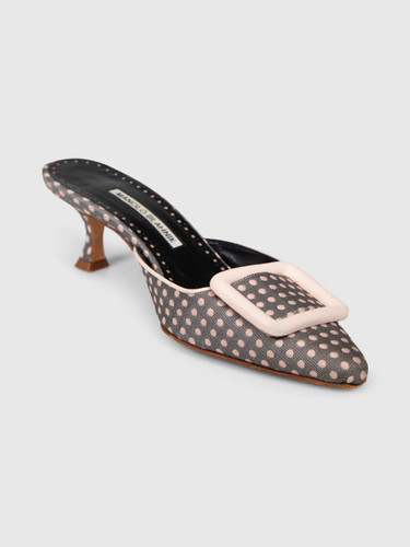 Manolo Blahnik Polkadot Pointed Toe Mules Manolo Blahnik Polkadot Pointed Toe Mules