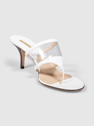 Michael Kors White Leather Heeled Thong Sandals Michael Kors White Leather Heeled Thong Sandals