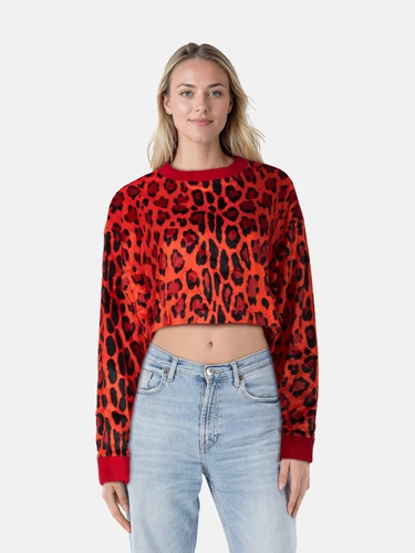 Tom Ford Red Leopard Print Crop Top