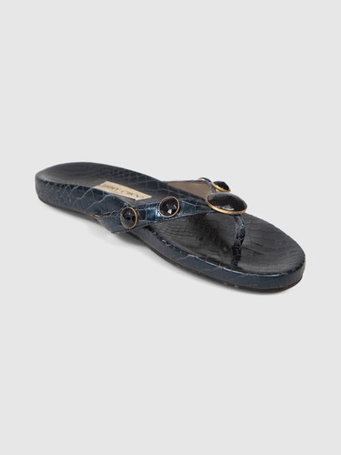Jimmy Choo Blue Leather Snake Print Sandals