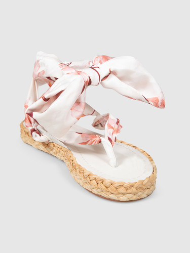 Zimmermann Wicker Floral Ankle Tie Up Sandals