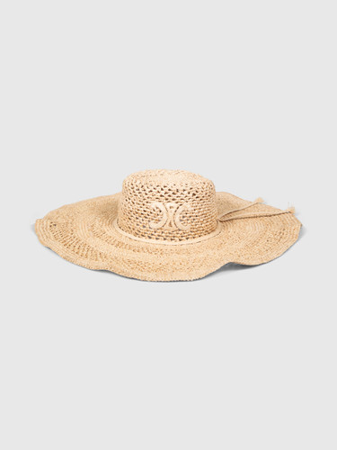 Céline Beige Raffia Triomphe Sun Hat