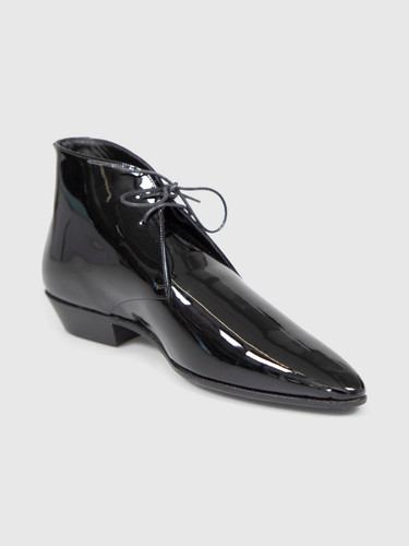 Saint Laurent Black Pointed Toe Patent Boots
