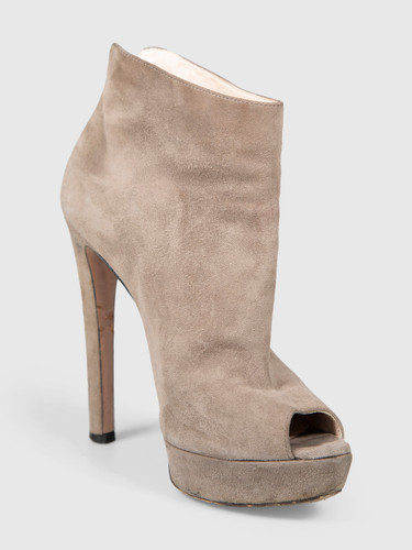Prada Brown Suede Peep Toe Boots Prada Brown Suede Peep Toe Boots