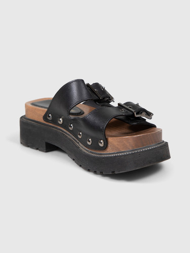 Dior Black Leather Diorquake Sandals